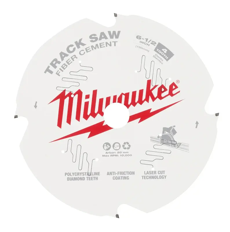 Milwaukee 48-40-0670 Track Saw Blade, 6-1/2 Dia, 20 mm Arbor, 4-Teeth, Tungsten Carbide Cutting Edge