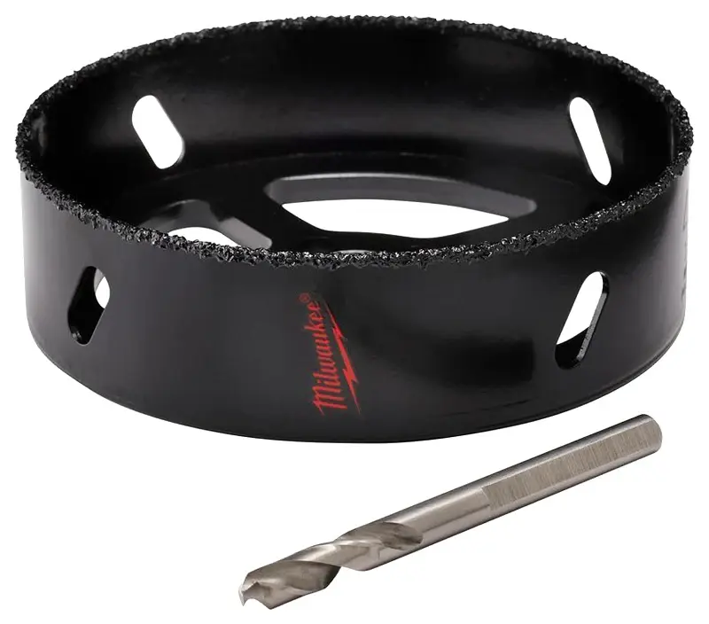 Milwaukee 49-56-0300 Hole Saw, 4-3/8 Dia, 1 D Cutting, 5/8-18 Arbor, Carbide Cutting Edge