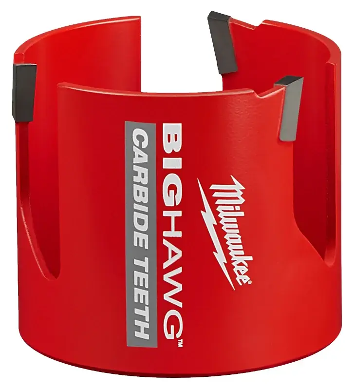 Milwaukee Large Hawg 49-56-9230 Hole Saw, 3 Dia, 2.34 D Cutting, 5/8-18 Arbor, 3 TPI, Carbide Cutting Edge