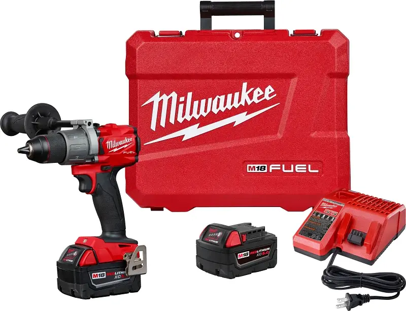 Milwaukee M18 FUEL 2804-22 Hammer Drill Kit, Battery Included, 18 V, 5 Ah, 1/2 Chuck, Ratcheting Chuck