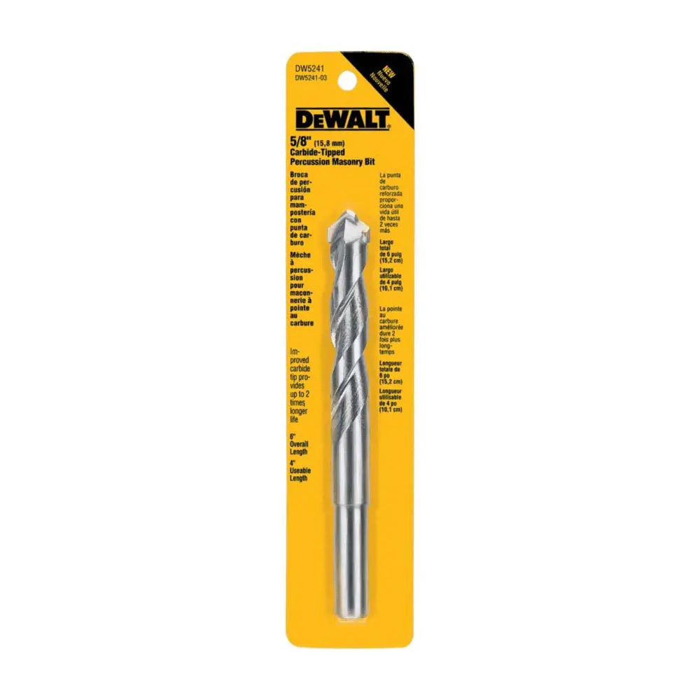 Rock Carbide Tipped Impact Drill Bit, 5/8" x 4'' x 6"
