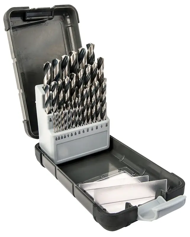 Vulcan 241040OR Plastic Case Drill Bit Place, 29-Piece, High-Speed Steel, Black Oxide/Polished