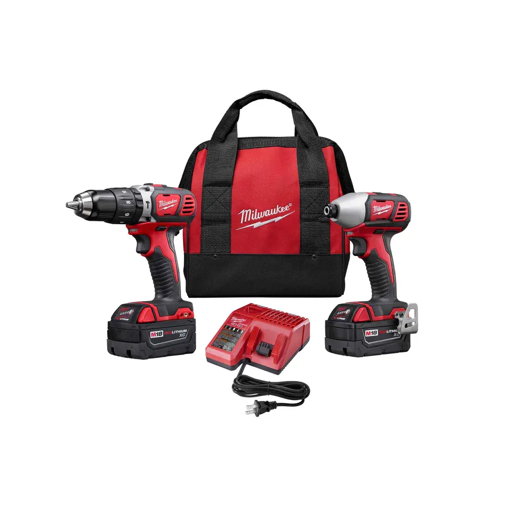 Set  1/2'' Hammer Drill Driver and 1/4'' Hex Compact Impact Driver, M18 Lithium-Ion