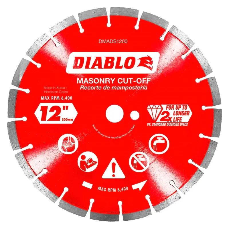 Diablo DMADS1200 Series Saw Blade, Cut-Off Disc Blade, 12 Dia, Segmented Rim, 1/PK