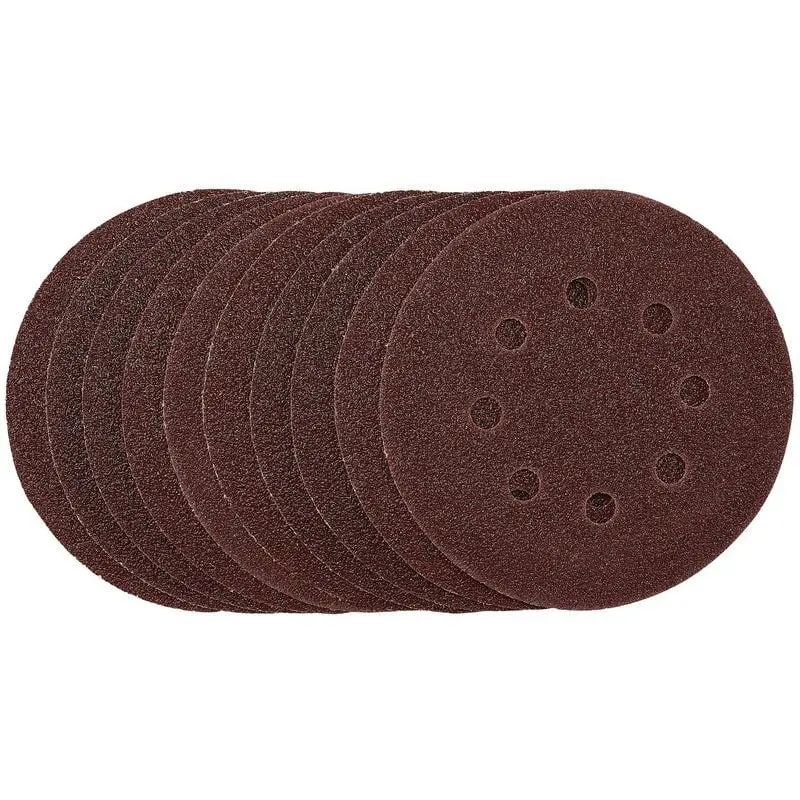 Draper SDHAL125 Sanding Discs, 125mm, Hook & Loop, 40 Grit, (Pack 10) - (54392)