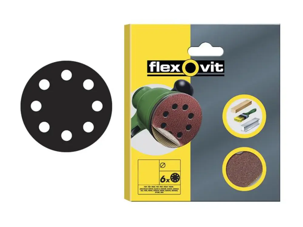 Flexovit Hook & Loop Sanding Disc 115Mm Premium 120G (Pack 6)