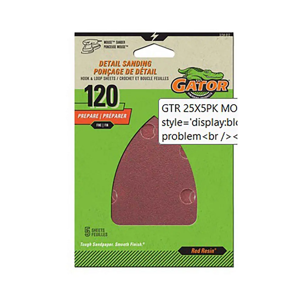 Hook and Loop Detail Sanding Sheet Mouse Sander, 120 Grit (5 Units)