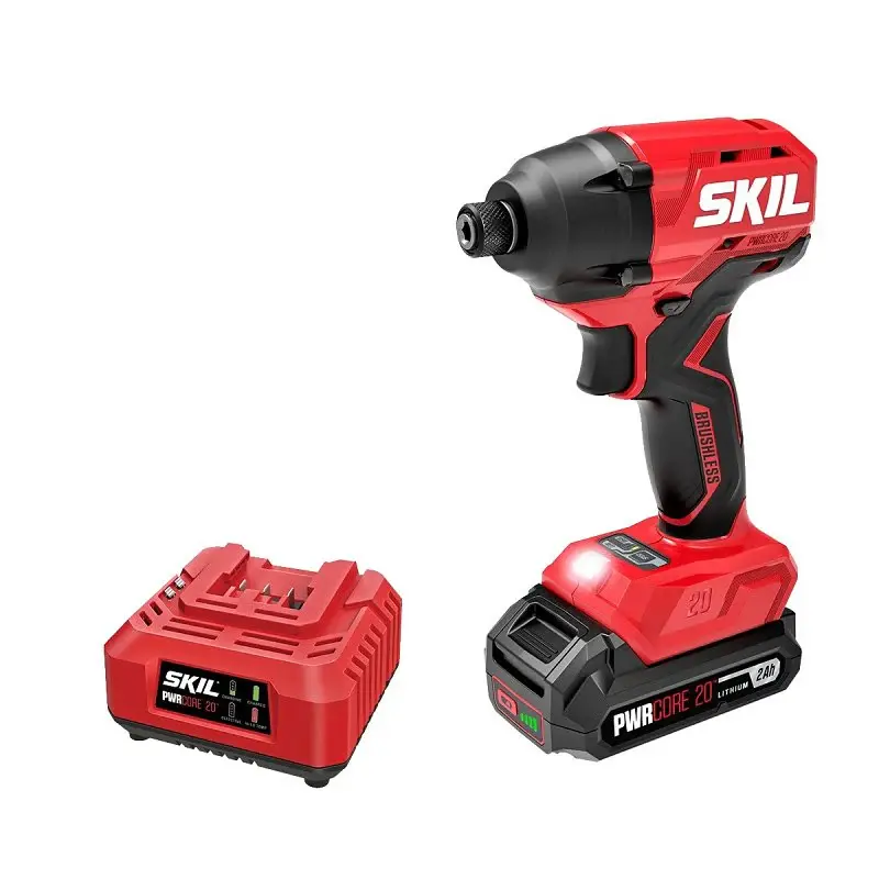 High Torque Skil PWRCORE 20 ID6720B-10 Impact Driver Kit, Battery Included, 20 V, 2 Ah, 1/4 Drive, Hex Drive, 0 to 3500 ipm