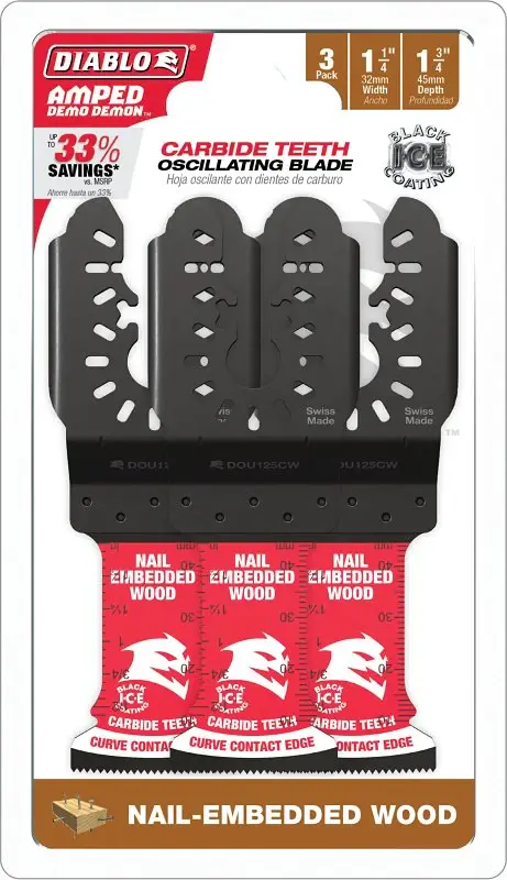 Diablo AMPED, Demo Demon DOU125CW3 Oscillating Blade, 1-3/4 D Cutting, Carbide