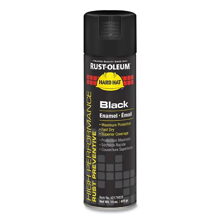Rust-Oleum High Performance V2100 System Enamel Aerosol, 15 oz Can, Onyx, Gloss 6 Pack