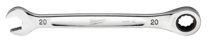 Milwaukee 45-96-9320 Ratcheting Combination Wrench, Metric, 20 mm Head, 10.71 L, 12-Point, Steel, Chromium