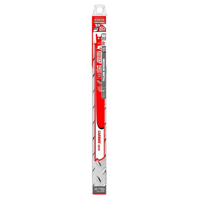 Diablo Steel Demon DS1210CF10 Reciprocating Saw Blade, 12 L, 10 TPI, Carbide Cutting Edge