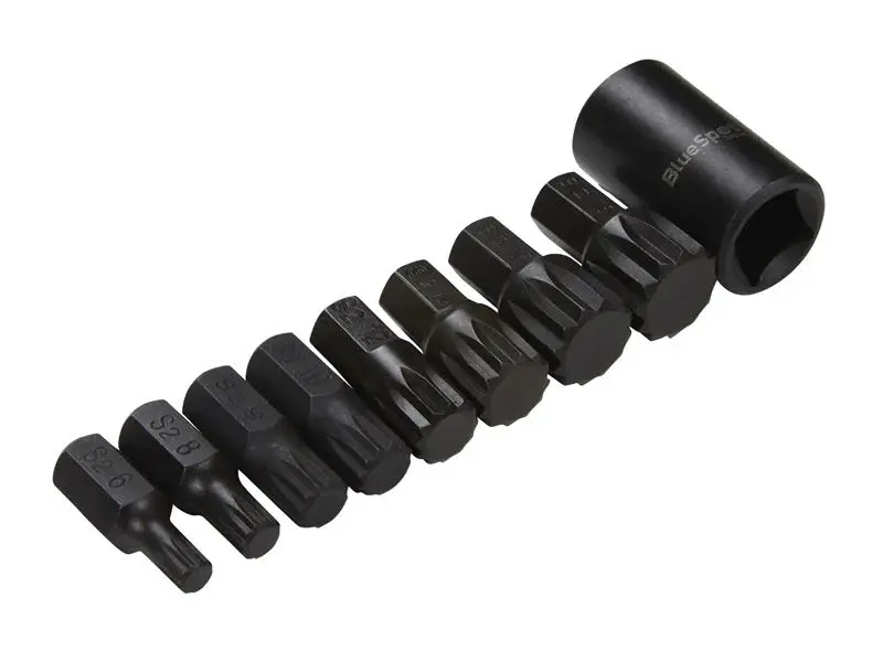 BlueSpot Tools 1/2in Impact Spline Bit Adjust, 9 Piece