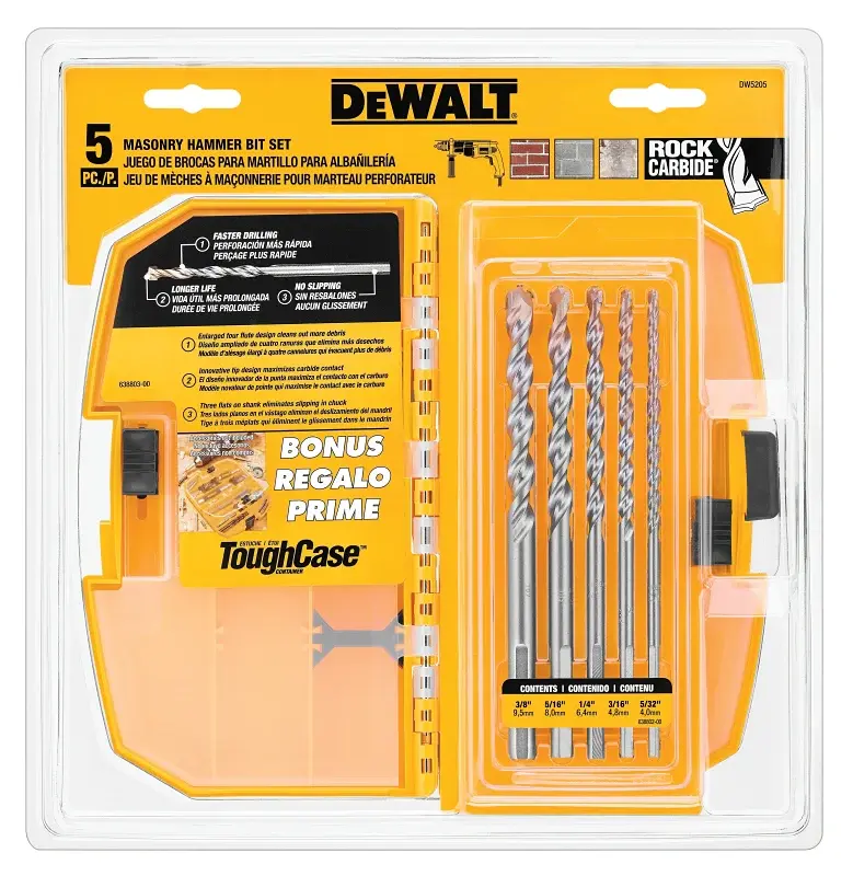 DEWALT DW5205 Bit Set, Percussion, Exclusive, 5-Piece, Carbide