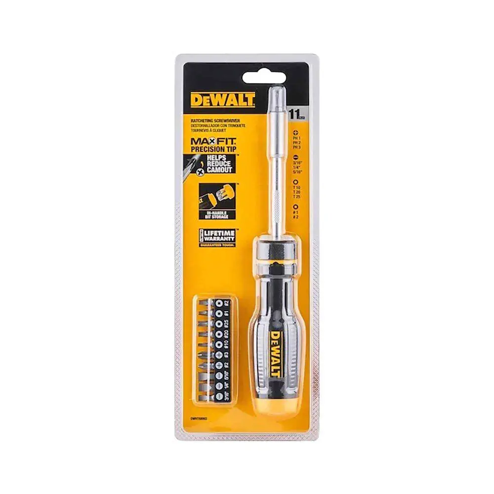 Max Fit Ratchet and Interchangeable Bit Screwdriver Place, 11 Pieces