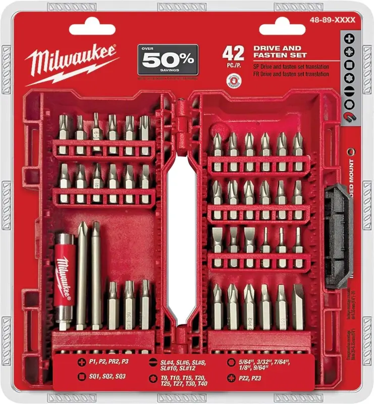 Milwaukee 48-32-1554 Drive Bit Set, 42-Piece, Rugged, Steel