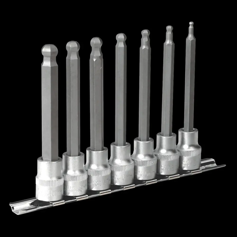 Sealey AK6212 Ball-End Hex Socket Bit Place 7pc Metric 3/8"Sq Drive 100mm