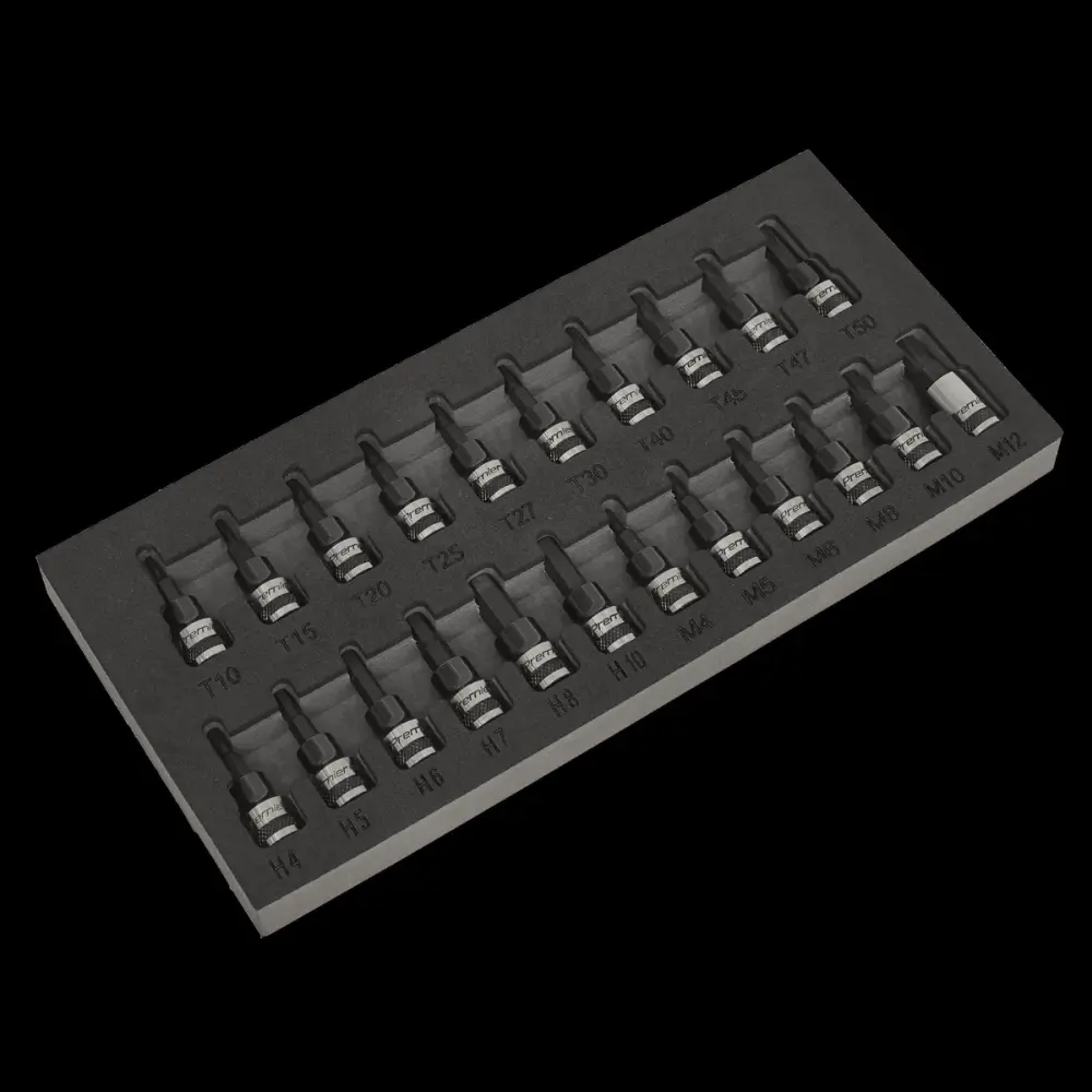 Sealey AK7985 TRX-Star*/Hex/Spline Socket Bit Set 22pc 3/8"Sq Drive Ebony Series