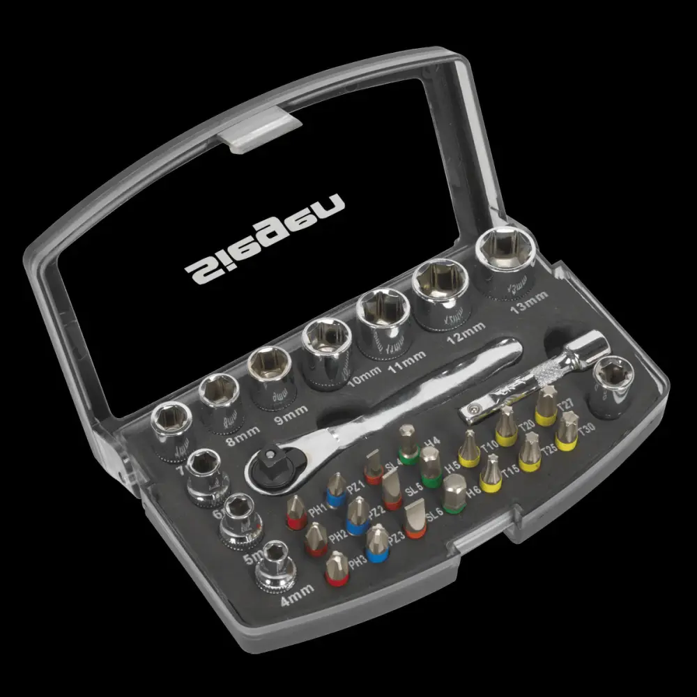 Sealey S01036 Socket & Bit Adjust 31pc 1/4"Sq Drive