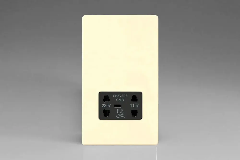 Varilight XDYSSBS.PD Screwless Primed Paired Voltage Shaver Socket 240V/115V