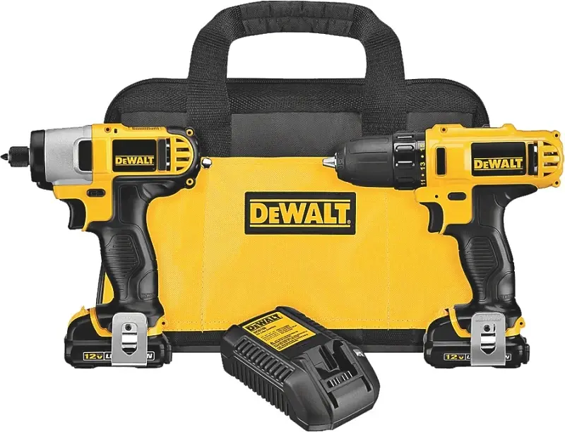 DEWALT DCK211S2 Series Combination Tool Kit, Features: (2) 12 V Max Lithium-Ion Batteries, 1.5 Ah, 12 V, Lithium-Ion