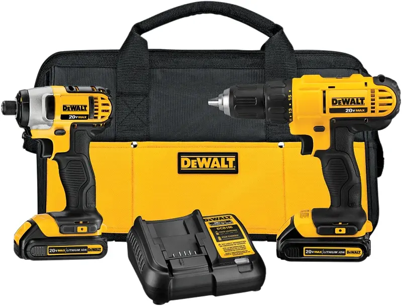 DEWALT DCK240C2 Combination Tool Kit, Tools Included: DCD771 20 V Max 1/2 Drill Driver, DCF885 1/4 Impact Driver