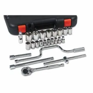 ANCHOR Lightweight Brand 25 Piece Quality Socket Sets, 1/2 , 12 Point, 1 set per Pack, 103-07-868 ANCHOR Brand