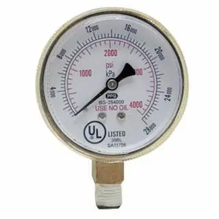 BEST Certified-Safe WELDS Pressure Gauge, 2-1/2 , 4000 PSI, Red Brass, 1/4 NPT, 900-B254000 BEST WELDS