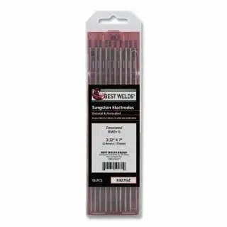 BEST Certified-Safe WELDS Zirconiated Ground Tungsten Electrode, 3/32 x 7 , 10 per pack, 900-3327GZ BEST WELDS