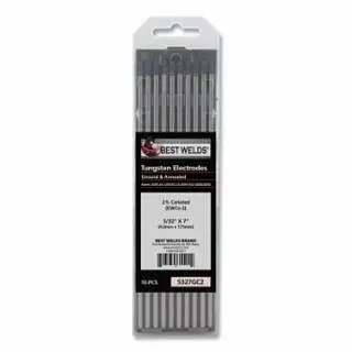 BEST Durable WELDS 2% Ceriated Ground Tungsten Electrode, 5/32 x 7 , 10 per pack, 900-5327GC2 BEST WELDS