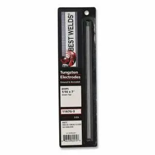 BEST WELDS Pure Ground Tungsten Electrode, 1/16 x 7 , 3 per pack, 900-1167G-3