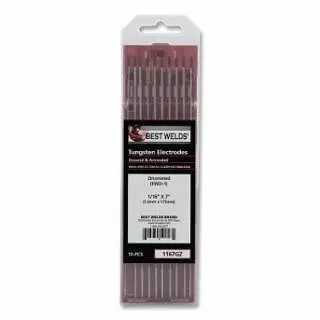 BEST WELDS Zirconiated Ground Tungsten Electrode, 1/16 x 7 , 10 per pack, 900-1167GZ