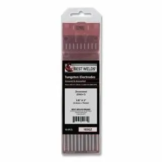 BEST WELDS Zirconiated Ground Tungsten Electrode, 1/8 x 3 , 10 per pack, 900-183GZ