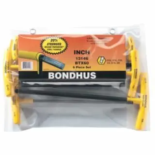 Bondhus Balldriver T-Handle Hex Key Sets, 6 Pieces, Hex Ball Tip, Inch, 13146