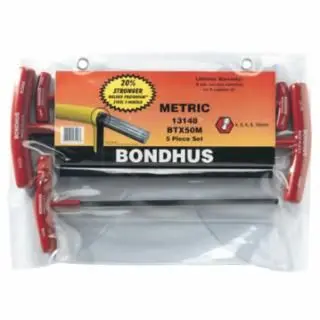 Bondhus Balldriver T-Handle Hex Key Sets, Hex Ball Tip, Metric, 13148
