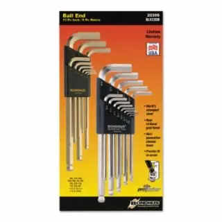 Bondhus Goldguard/Briteguard L-Open-End Wrench Hex Key Sets, 22 per Set, Ball Tip, Inch/Metric, Quantity: 1 piece, 20399