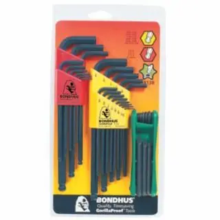 Bondhus Oversized Balldriver L-Wrench Fold-Up Set, 30 Pieces T9-T40, Torx Tip, Inch/Metric, 14138