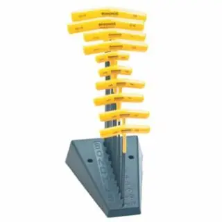 Bondhus Standard Balldriver T-Handle Hex Key Sets, 10 per Stand, Hex Ball Tip, Inch, 13190
