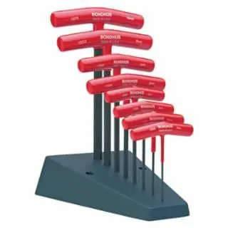 Bondhus T-Handle Hex Tool Sets, 8 per Stand, Hex Tip, Metric, 13389