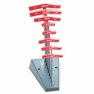 Bondhus Tough Balldriver T-Handle Hex Key Sets, 8 per Stand, Hex Ball Tip, Metric, 13189