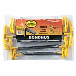 Bondhus Versatile Balldriver T-Handle Hex Key Sets, 10 Pcs, Hex Ball Tip, Inch, 13138
