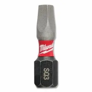Milwaukee Shockwave Insert Bits, #3, Square Recess, 1" L, 2 pieces, 48-32-4423