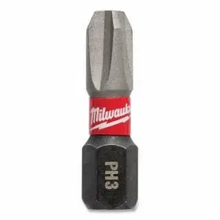 Milwaukee Upgraded Shockwave Insert Bits, #3, Phillips, 1" L, 2 pieces, 48-32-4413