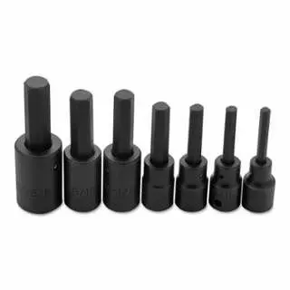 Proto 7 Piece Hex Bit Impact Socket Set, 1/2" Drive, 6 Points, Inch, J74152