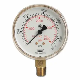WESTERN ENTERPRISES 2 Regulator Gauge, G-2-4000W, 4,000 Psig, 1/4 (Npt), G-2-4000W