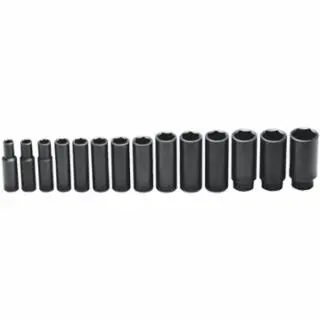 WRIGHT Medium TOOL 14 Piece Deep Impact Socket Sets, 1/2 , 6 Point, 1 piece per pack, 407 WRIGHT TOOL