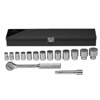 WRIGHT TOOL 15 Piece Quality Socket Sets, 1/2 , 12 Point, 1 piece per pack, 417