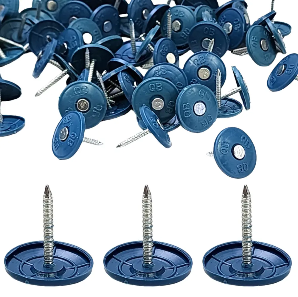 100-Pack Round Synthetic Cap Nail 1 Inch Roofing Nails Galvanized Tar Paper Nails House Wrap Fastening & Insulation