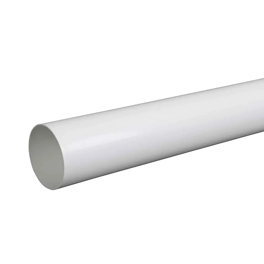 Classic White Vinyl Round Gutter Downspout, 3'' x 10'