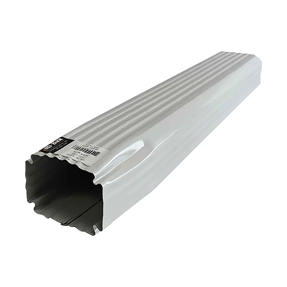 Extension Pipe Galvalume Gutter Downpipe, Snow (18'' x 2" x 3")